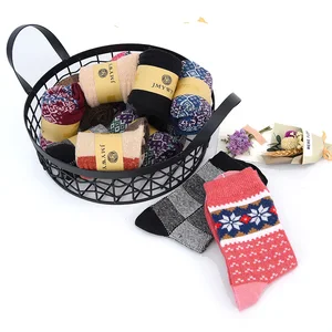 Лидер продаж, одна сумка (4 шт.), женские носки из 100% шерсти, Вязаные Короткие Зимние теплые толстые носки с принтом 2019, оптовая продажа, Бесплатная доставка