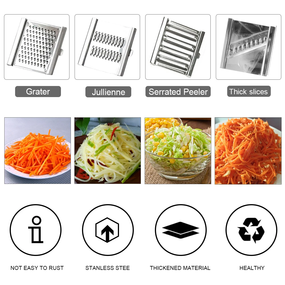 

304 Stainless Steel Kitchen Silver Mandoline Slicer Multi Blade Adjutsable Peeler for Fruits and Vegetables Safe Fast Delivery