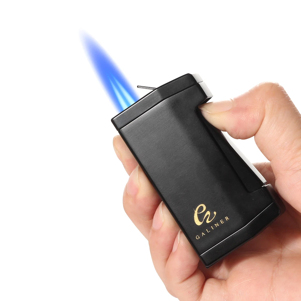 

GALINER Metal Cigar Lighter Windproof Portable 2 Torch Lighters With Sharp Cigar Punch Smoking Accessories Gift Box