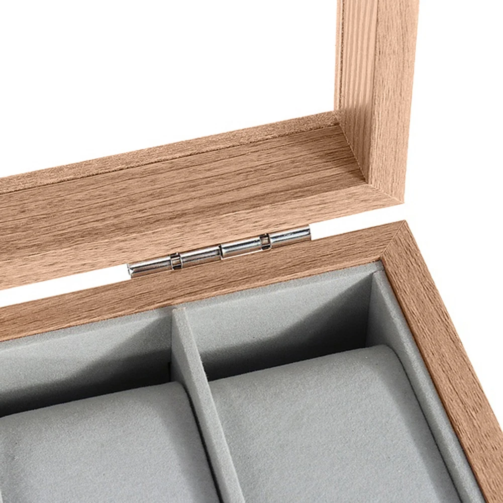 

Wooden 6-Slot Watch Box PU Leather Watch Case Holder Organizer With Lock for Quartz Watches Jewelry Boxes Display Storage Box