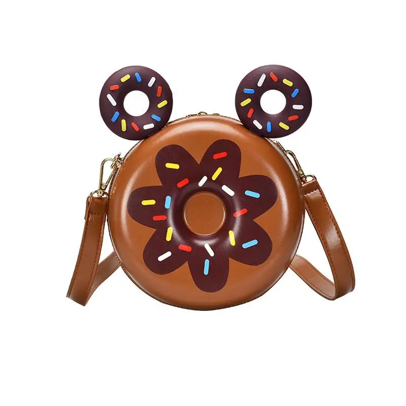 Donut Printing Disney Bags Cute Mickey Ear Small Round Bag Women Mickey Mouse Shoulder Diagonal Pu Fashion Girl Out Bags - Цвет: Другое