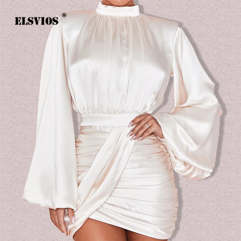 

Женское элегантное однотонное облегающее платье, осенние модные дизайнерские праздничные платья, женское весеннее повседневное мини-плат...