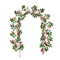christmas red berry artificial wreaths door hanging artificial garland simulation rattan indoor room xmas fake garlands