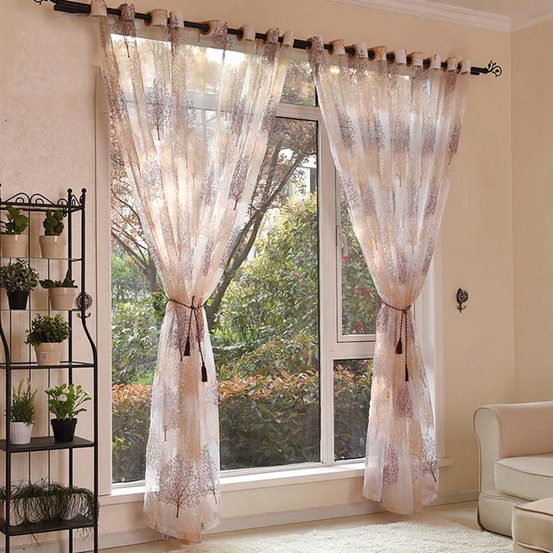 

Modern Sheer Tulle Curtain Printed Voile Panel Drapes For Living Room Bedroom Curtains Window Treatments Home Decoration