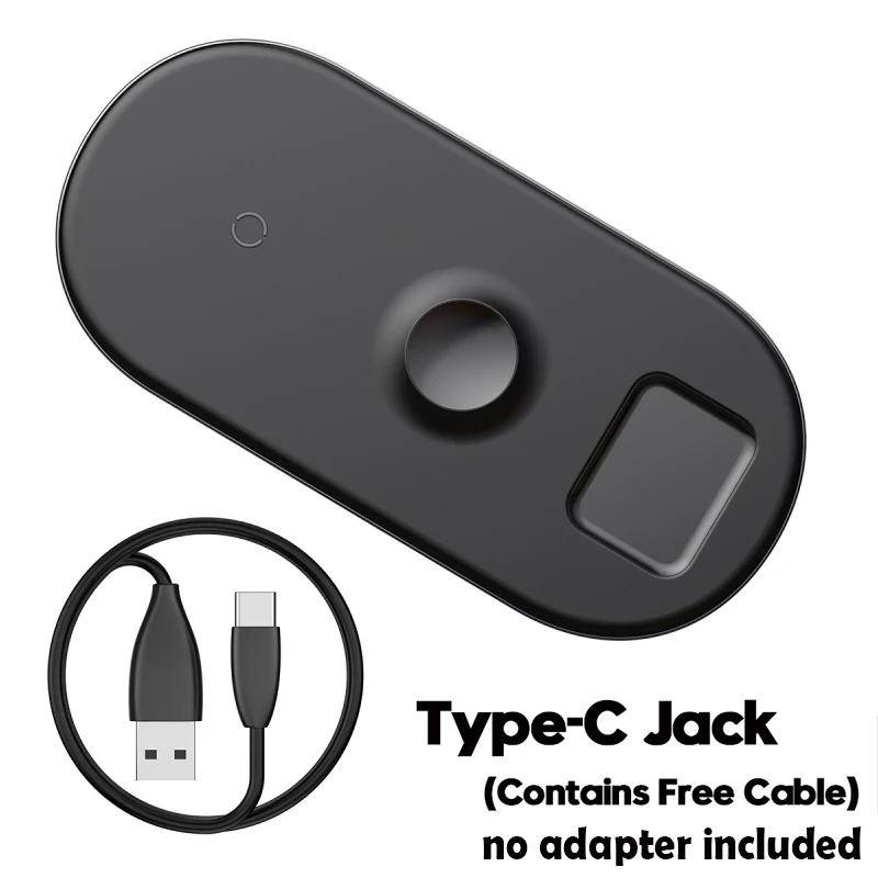 No Adapter Беспроводное зарядное устройство Baseus для iPhone X XS MAX XR 8 быстрая Беспроводная Полная нагрузка 3 в 1 Зарядная площадка для Airpods Apple Watch 4 32 - Цвет: No Adapter