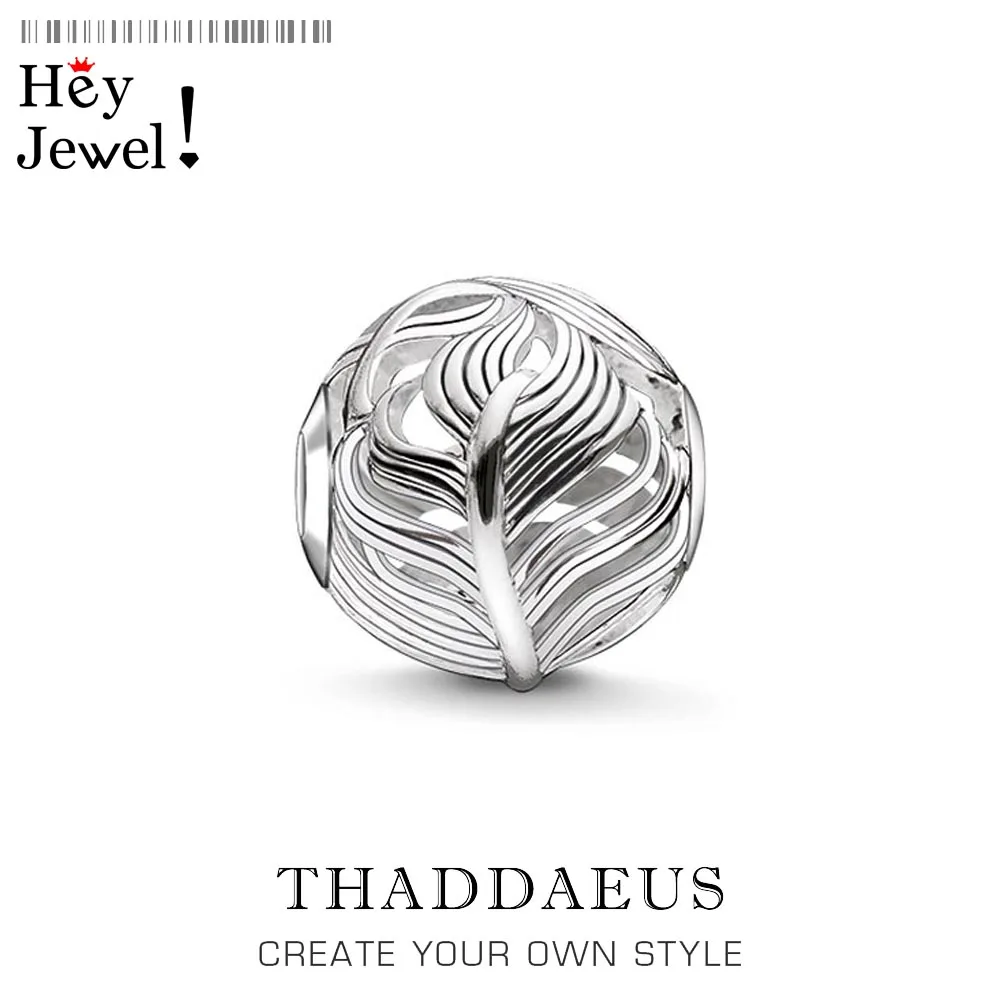 Перо бусины стерлингового серебра в виде бус подходящие браслеты на запястье