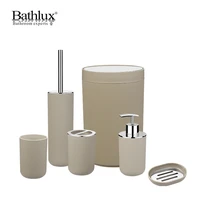 bathroom accessories set6 pcs plastic gift set toothbrush holderbrush holdertrash cantumbler straw set bathroom beige