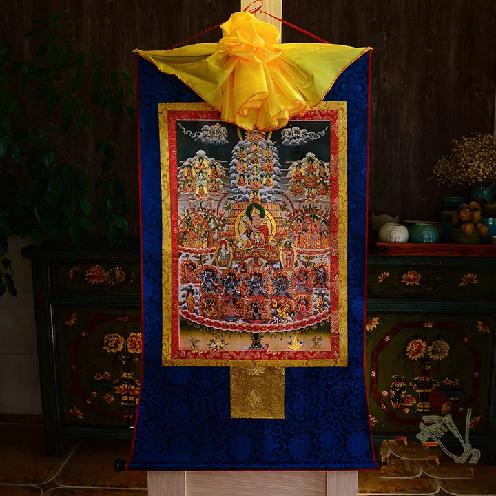 

Оптовая продажа буддийские SUPPLIES-120CM LARGE--BUDDHISM GURU Ринпоче падмасамбхава Будда преобразования THANG-GA танка картина с Буддой