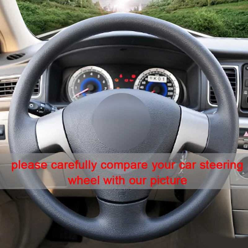 Сшитая вручную черная искусственная кожа чехол на руль автомобиля для Toyota Corolla