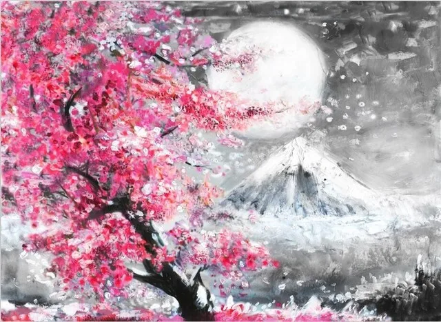 Japanese Style Flower Canvas Painting Sakura Tree Blossom Poster Art Wallpaper Print Picture for Home Bedroom Office Decoration