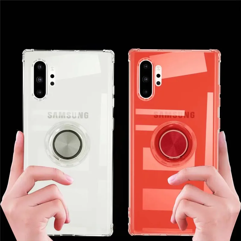 Для samsung Galaxy Note 10 Plus чехол прозрачный силиконовый палец кольцо магнитный