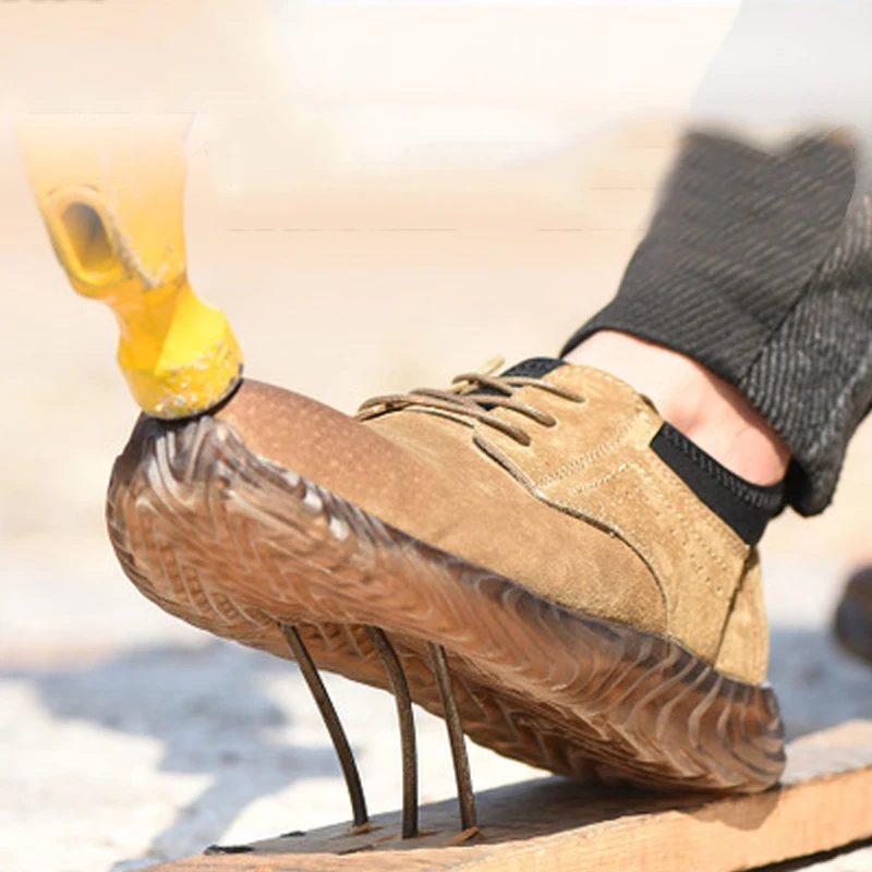 Мужские рабочие ботинки со стальным носком защитные дышащие легкие нескользящая