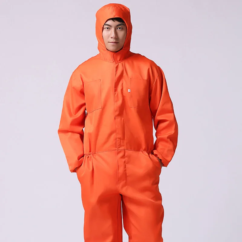 Orange red Мужские тонкие Рабочие комбинезоны, дышащие летние комбинезоны с длинными рукавами, Пыленепроницаемая защитная Рабочая одежда, Рабочая машина для ремонта авто - Цвет: Orange red