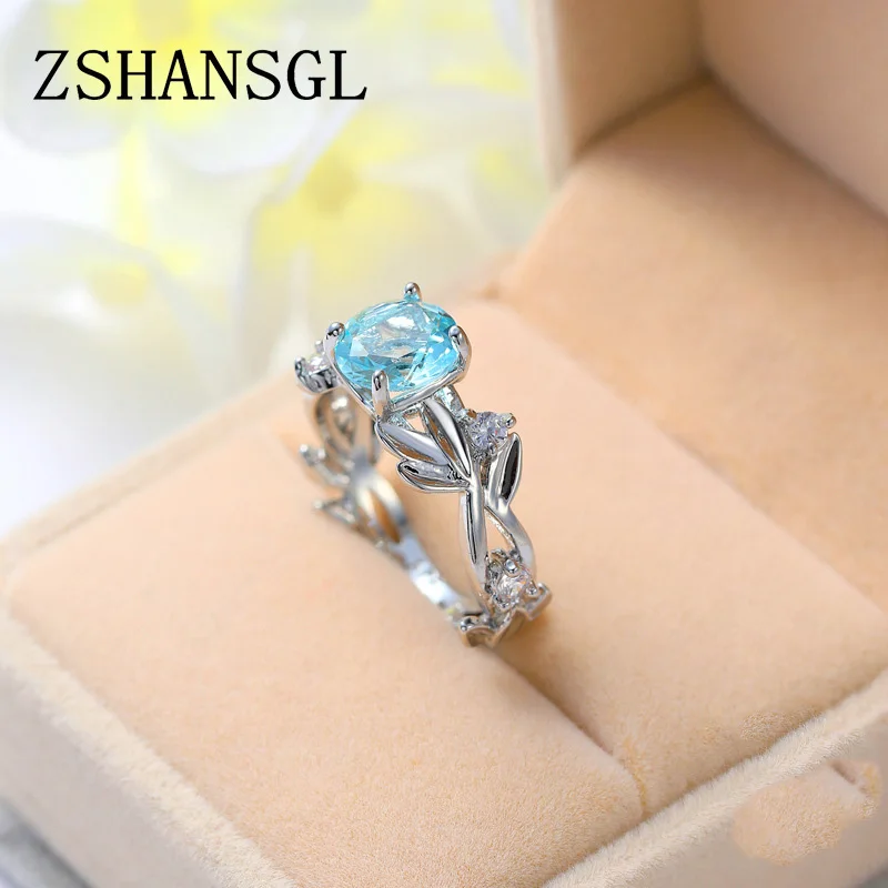 Роскошные большие синие/розовые овальные кольца с фианитами для женщин