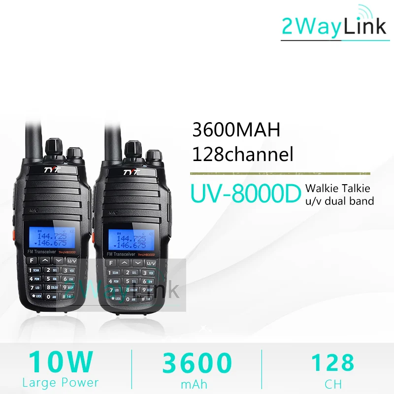 2PCS Radios TYT TH-UV8000D портативная рация 10 км двухдиапазонный VHF& UHF 10 Вт 10 км любительский радиоприемник 3600 мАч функция перекрестного ретранслятора радиоприемник TYT - Цвет: 2PCS Radios