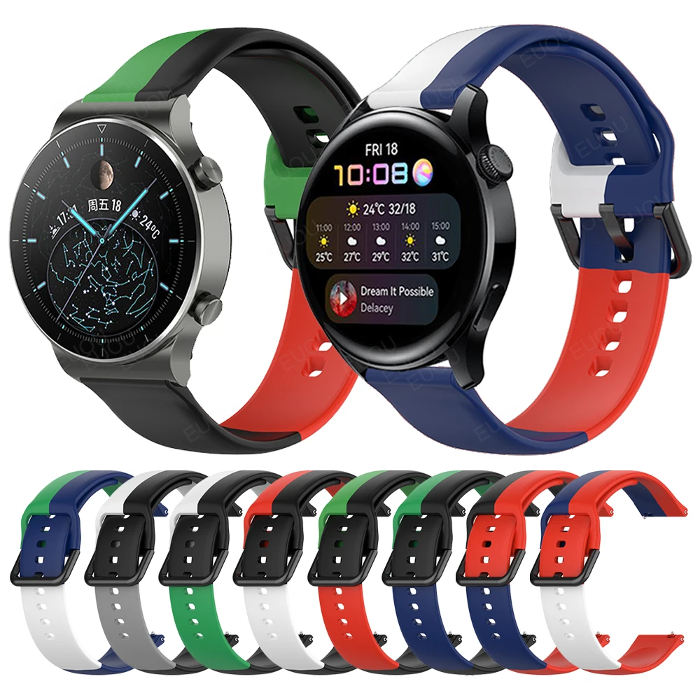 

Replacement Silicone Wrist Strap For Huawei Watch 3 Pro Band For Huawei GT 2 Pro/GT2 46mm 42mm Color contrast Watchband Bracelet