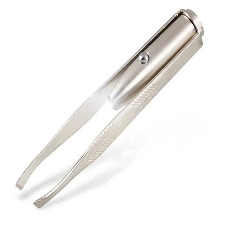 

Hot Sale Eyebrow Hair Remover Make Up Led Light Eyelash Eyebrow Hair Removal Tweezer Face Hair Remover Stainless Steel Tweezers