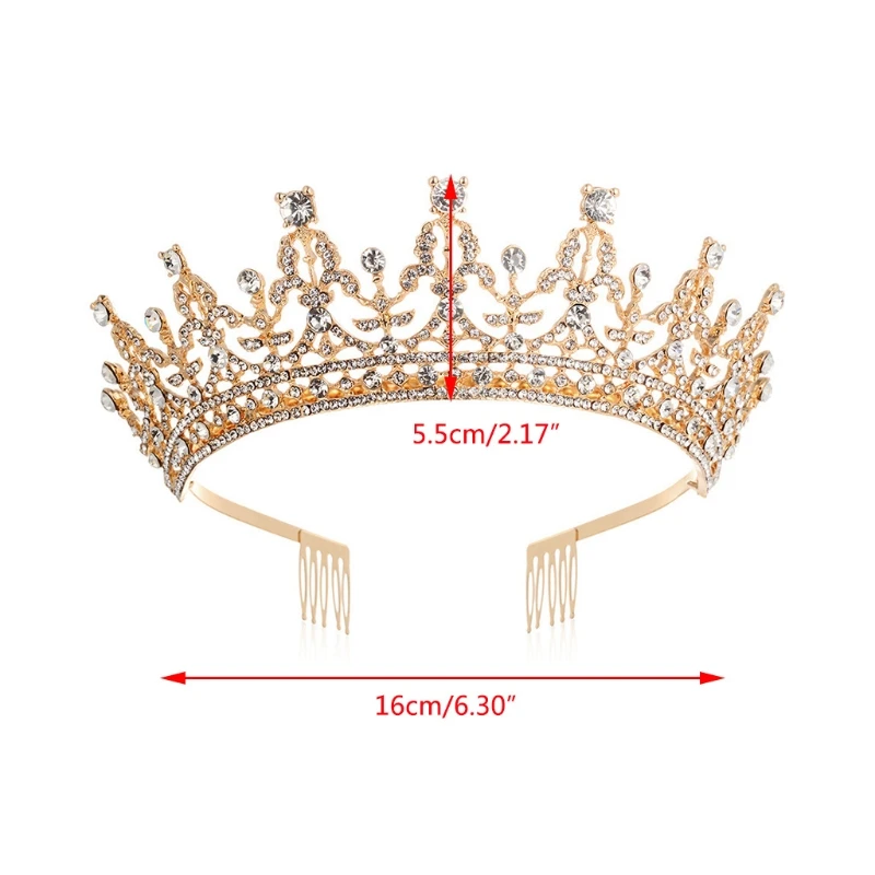 

Princess Queen Tiara Crown with Comb Headband Crystal Rhinestone Headpiece Bridal Wedding Prom Party Hair Accessories