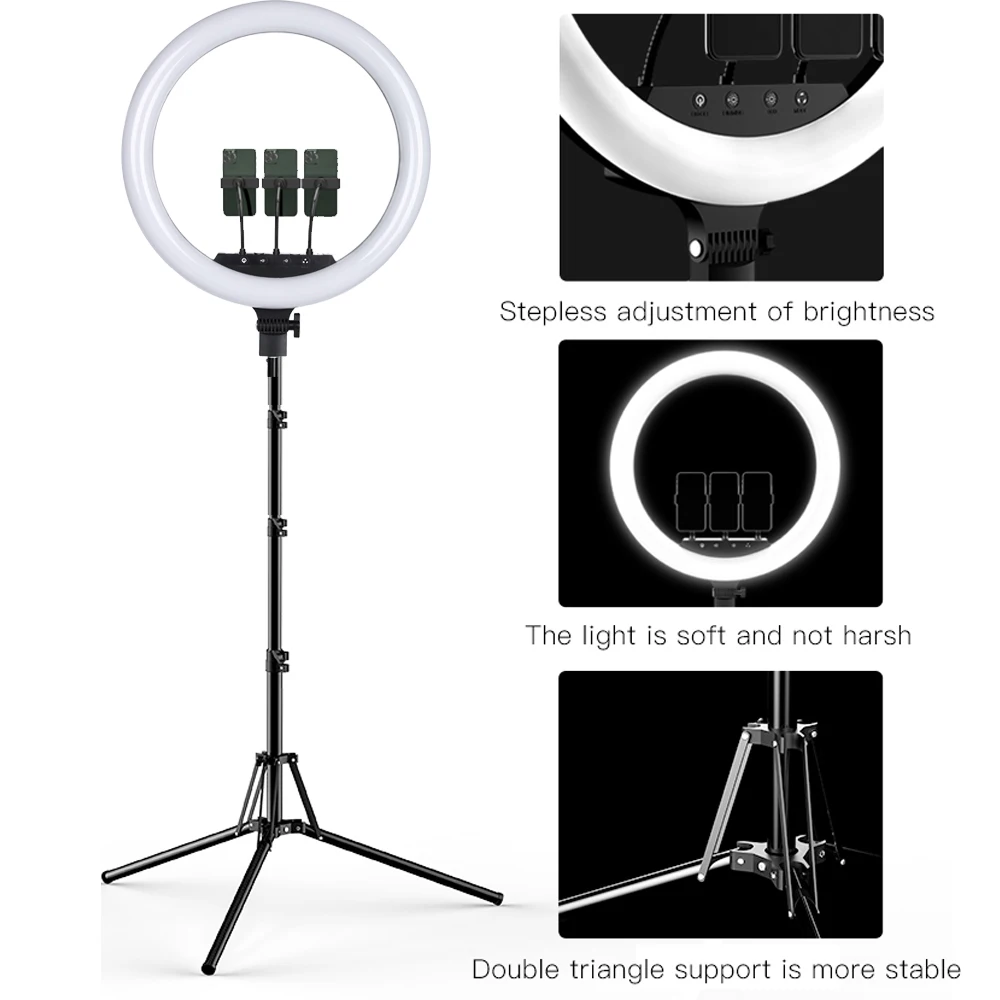 

18 Inch Selfie Ring light LED Dimmable Photography Lighting Lamp Ringlight For Youtube Photo Camera With Stand Phone Holder