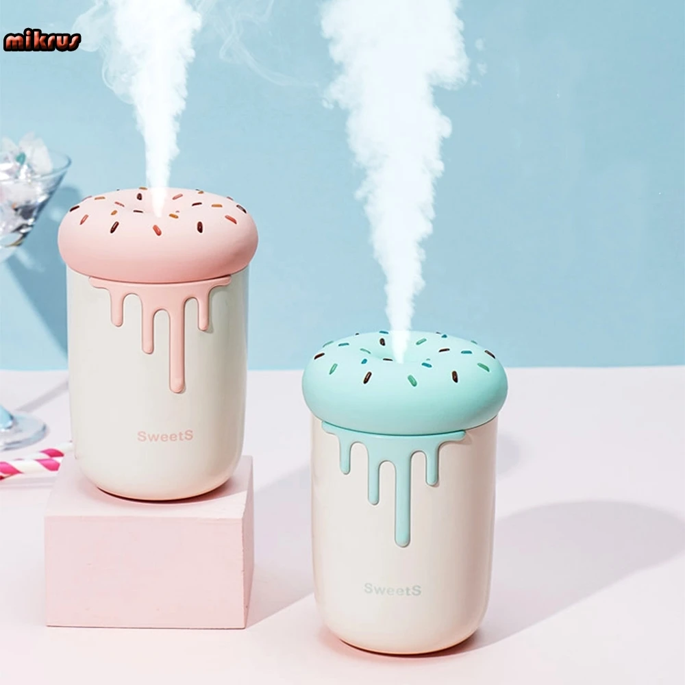 

250ml Lovely Donut Air Humidifier USB Aromatherapy Diffuser with Romantic LED Lamp Ultrasonic Mini Car Water Mist Maker Atomizer