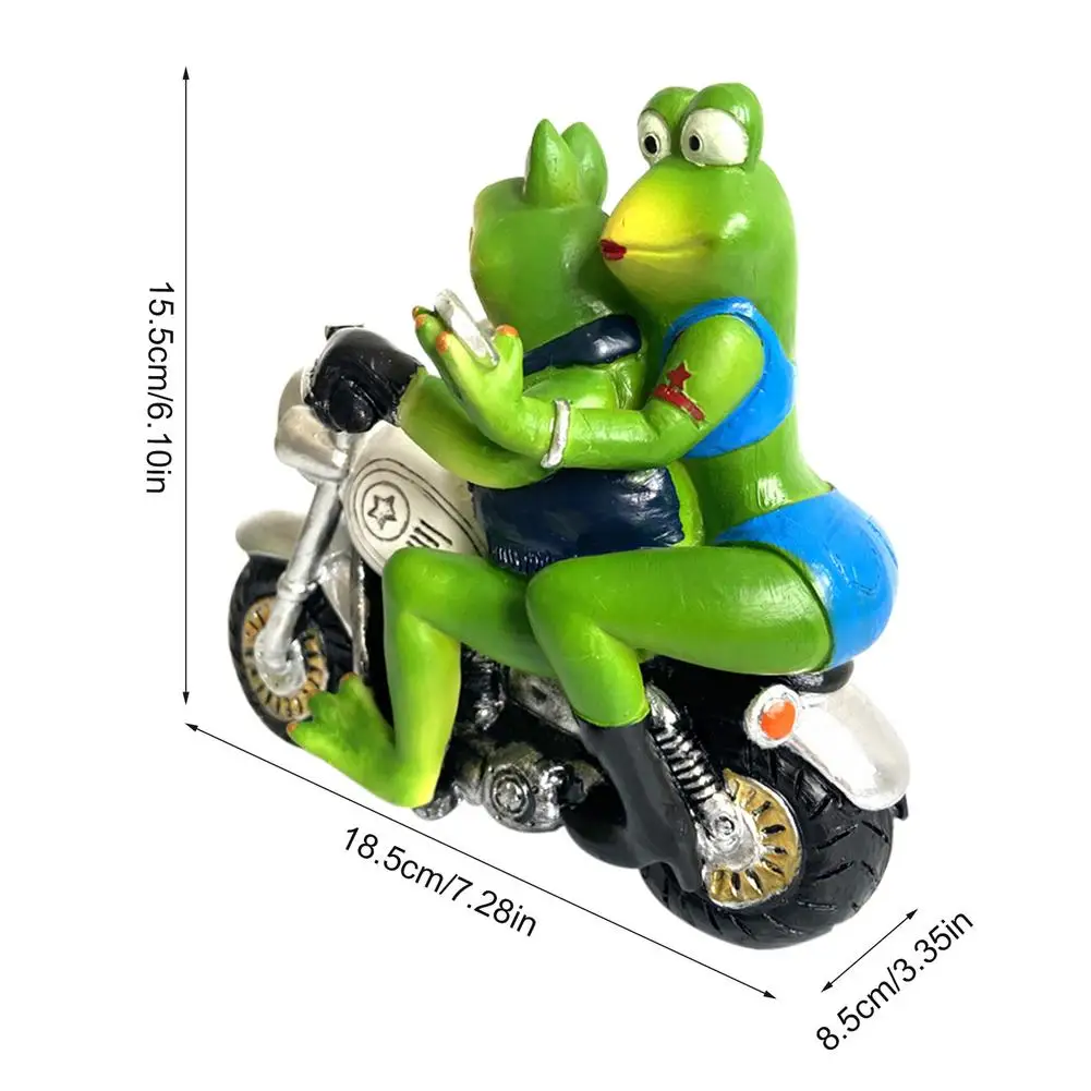 

Biker Frog And His Old Lady Figurine Garden Resin Frog Ornament Living Room Table Sculpture Crafts Home Decoration
