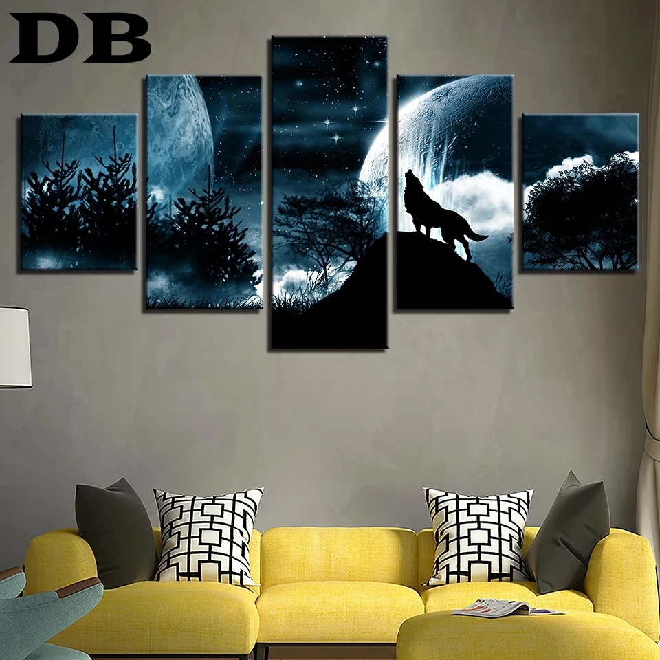 Модульный постер 5 hd с изображением полнолунных ночных тимбервупов Настенная