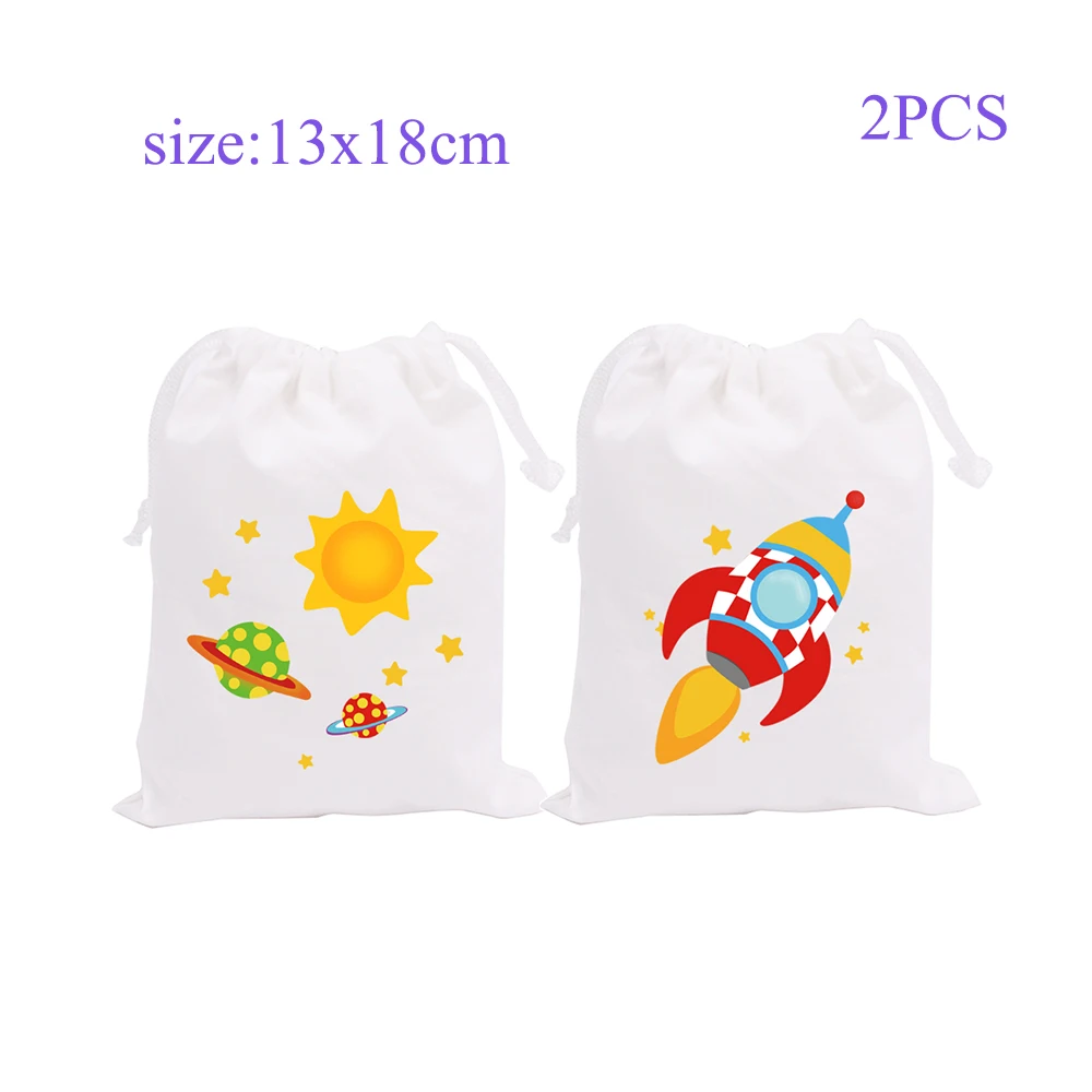 bags E 2PCS Космос астронавт вечерние принадлежности приглашения подарочная коробка баннер соломенная Подарочная сумка торт Топпер бутылка для воды День рождения украшения - Цвет: bags E 2PCS