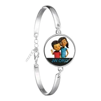 jw org chain bracelet jehovahs witnesses art picture 18mm glass cabochon bangle catholicism jewelry gift for friends
