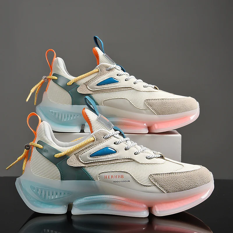

2021 New Arrivals Men Running Shoes Breathable Mesh Sneakers High Quality Rubber No-slip Cushioning Outsole Jogging Shoes Sandy