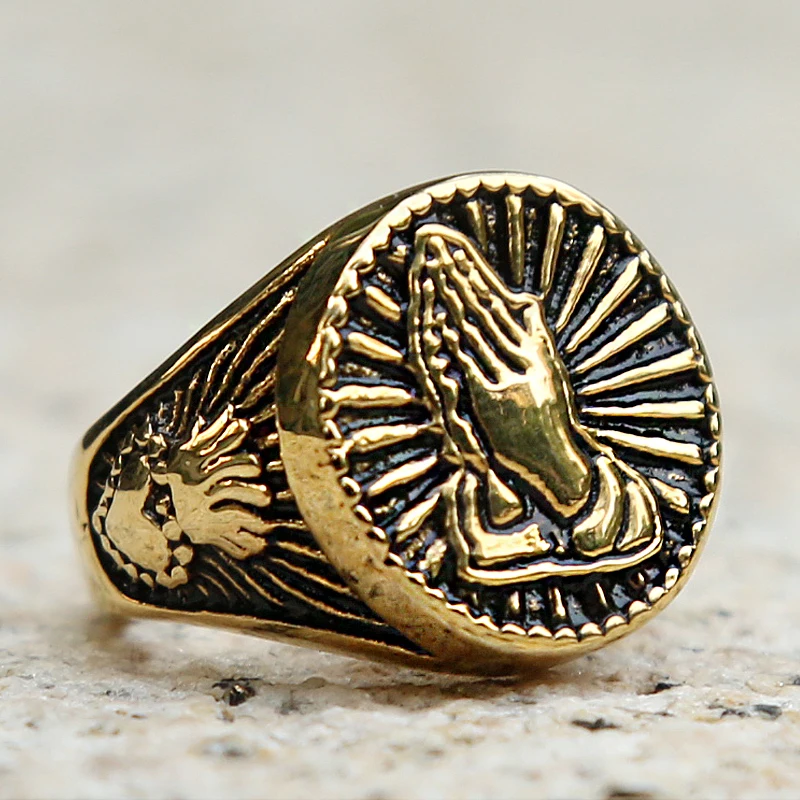 Печатка Мужская/женская из нержавеющей стали 316L винтажная молитвенная печатка с