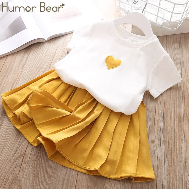 Humor Bear/комплект одежды для девочек Новинка Летняя футболка с цветочным принтом и
