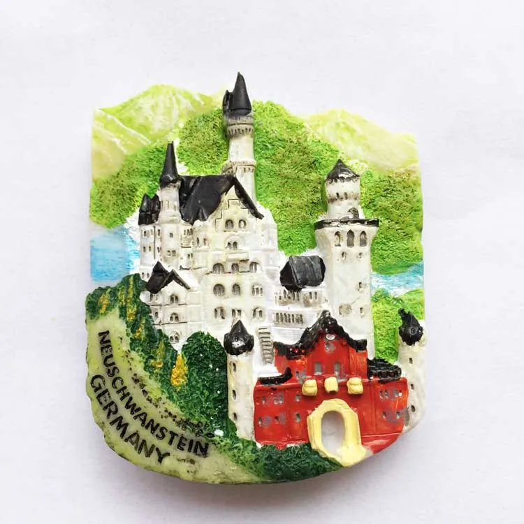 

QIQIPP Painted Fridge Magnets 3D Landscape Tourist Souvenir Magnets in Neuschwanstein, Germany