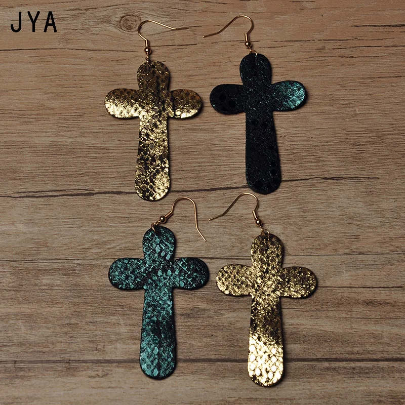 Женские серьги из натуральной кожи Cpop Cross длинные массивные модные ювелирные