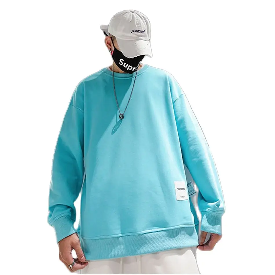 

2021 Spring Men Plus Size Sweatshirt Casual Loose Oversized O-Neck Hoodie Fashion Chic Long Sleeve Letter Print Pullovers