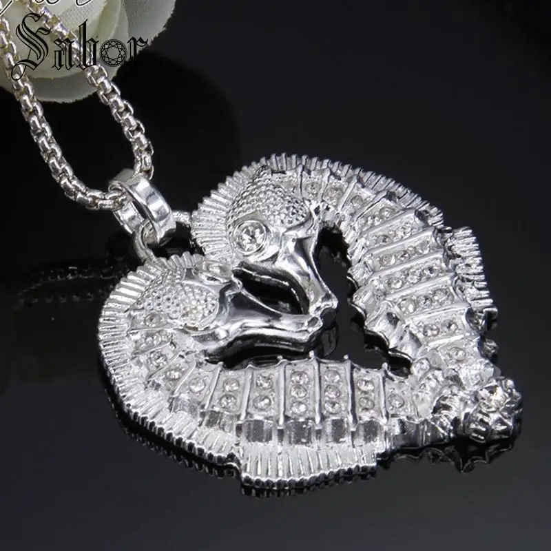 Ожерелье с подвеской в виде сердца из двух морских коньков европейская бижутерия