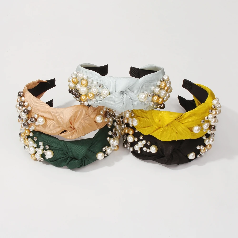 

Luxury Gorgeous Rhinestone Simulation Pearl Sequin Flower Geometric Beaded Hair Accessories For Women Crystal Headband Ornaments