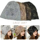 Женский тюрбан, модная женская трикотажная шапка, Солнцезащитная кружевная шляпа с вырезами, головной убор