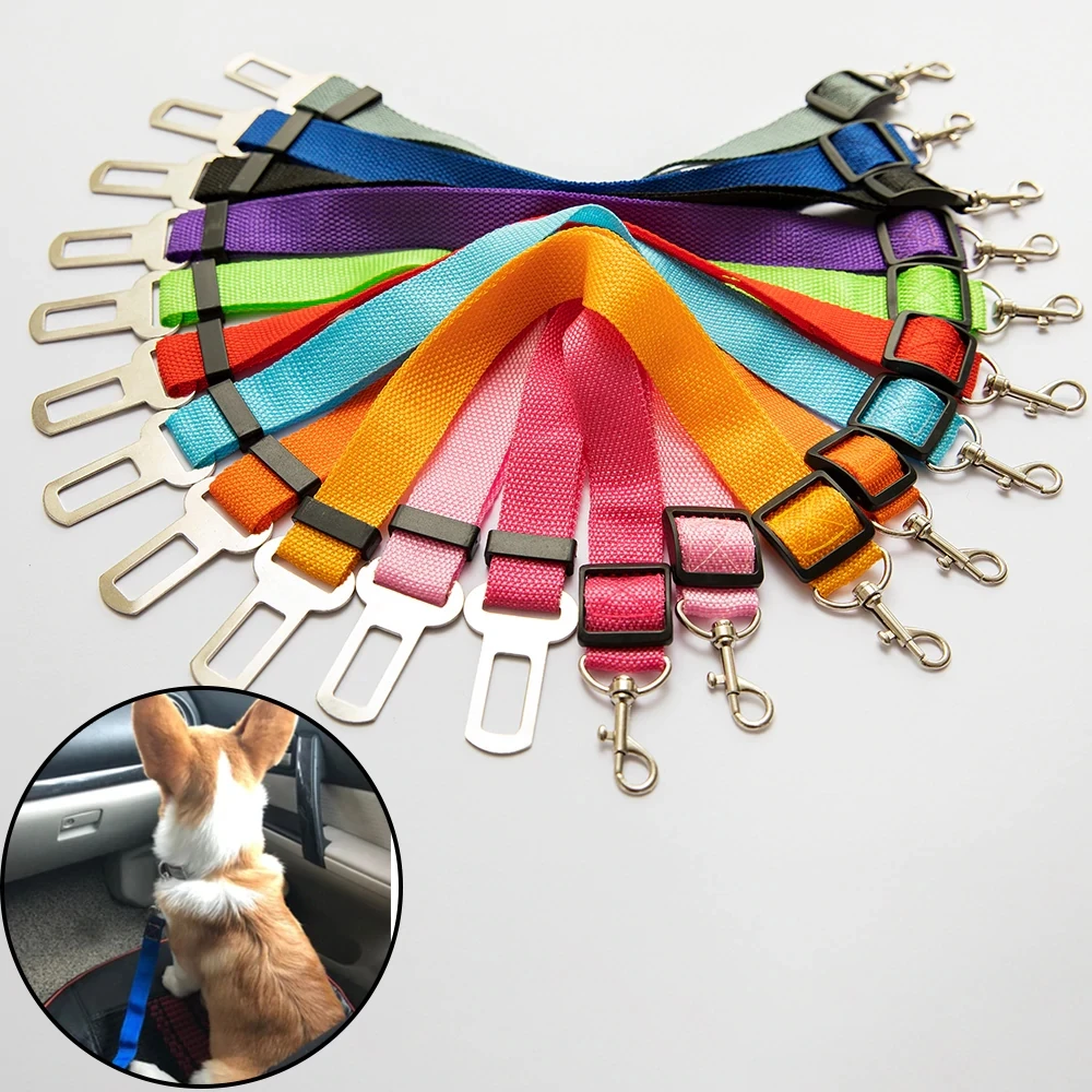 

Pet Dog Cat Car Seat Belt Adjustable Harness Seatbelt Lead Leash for Small Medium Dogs Travel Clip Pet Supplies 13 Colors
