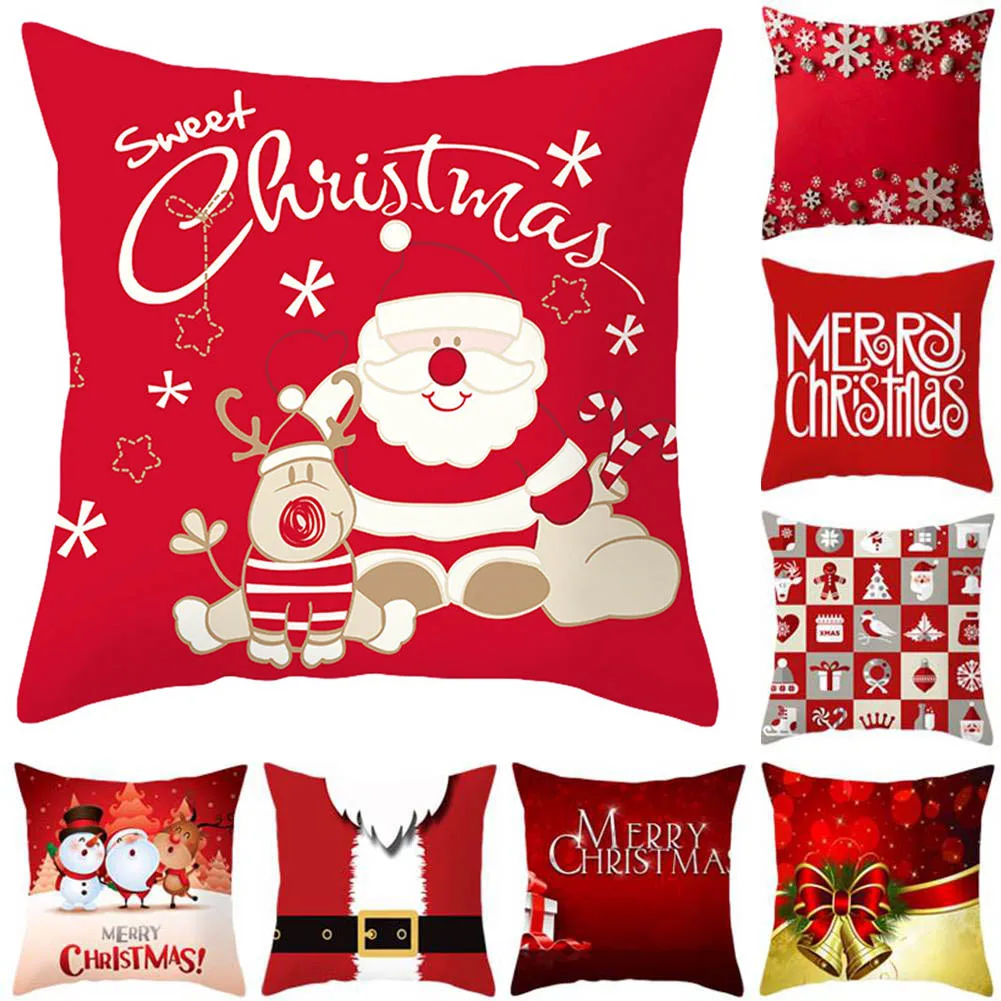 

45x45cm Cartoon Santa Claus Elk Christmas Pillowcase 2021 Christmas Decor for Home Merry Christmas Ornament Navidad Xmas Gifts