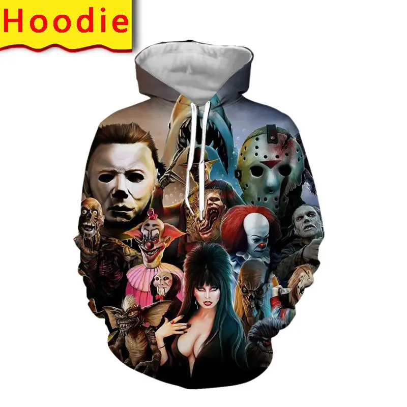 

Свитшот мужской страшная толстовка с 3d принтом в стиле Харадзюку, одежда Аниме, 80s