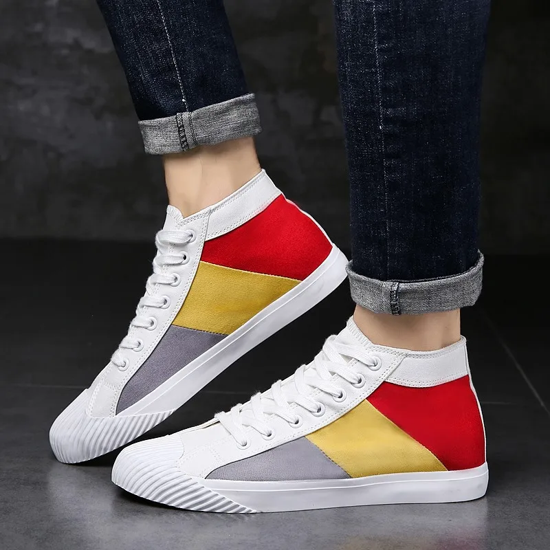 Осенние мужские кроссовки с высоким берцем Повседневная обувь без застежки на