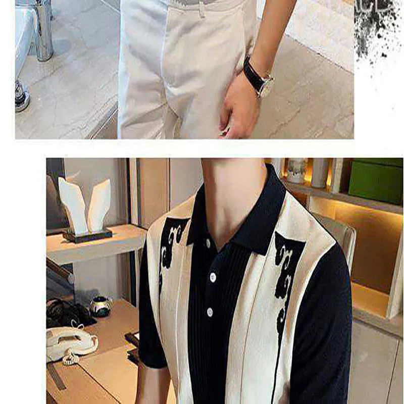 

Hot selling high quality diversified men's short-sleeved polo shirts personality fashion ice silk lapel turn over half-sleeved