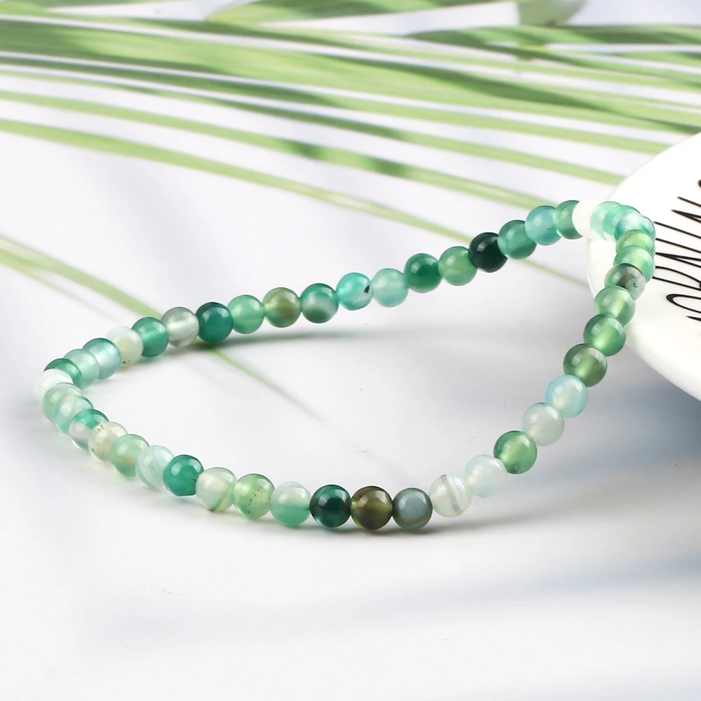 Минималистичный полосатый браслет из агата 4 мм натурального камня эластичный