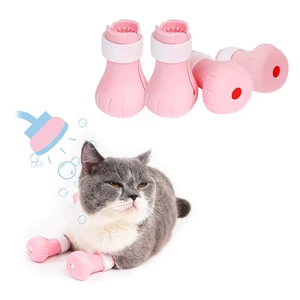 4pcs Anti-Scratch Cut Nails Bath Bite Washing Cat Feet Set Washing Anti-Scratch Paw Protector Boots Bath Shoes Pet Supplies