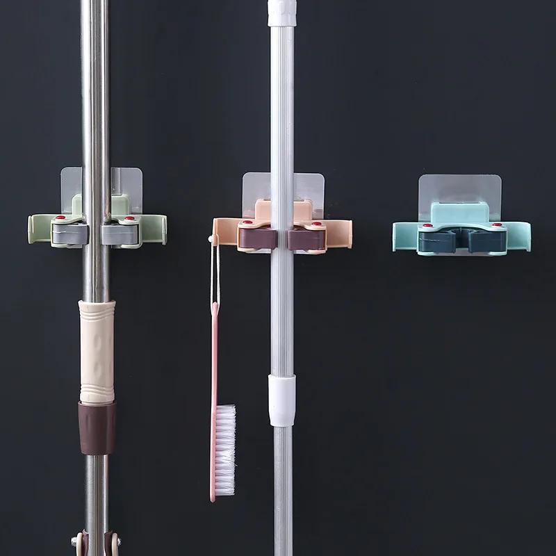 

Wall Mounted Mop Rack Hook Waterproof Suspension Mop Clamp Broom Hanger Storage Organizer Clips Metal Tools Behind Door