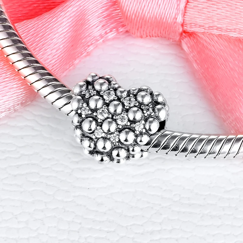 

Free Shipping 925 Sterling Silver Beaded Sparkling Heart Charm Beads fit Original Pandora Bracelets Jewelry GiftWholesale PTC089
