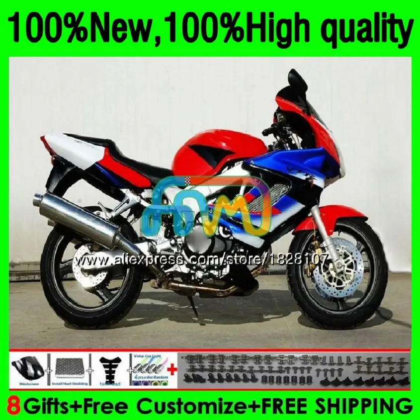 

VTR1000F For HONDA SuperHawk VTR1000 F 97 98 99 00 01 147BS.18 VTR Red white blue 1000 F 1000F 1997 1998 1999 2000 2001 Fairings