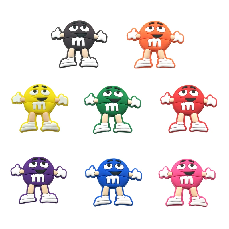 

8pcs a Set M Chocolate Beans Shoe Charms Decoration Realistic Rainbow Sugar Shoe Accessories Fit Croc Jibz Kids Party X-mas Gift