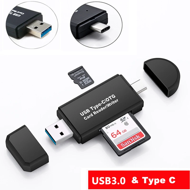 SD кардридер USB 3,0 кардридер USB C 3,0/2,0 TF/mirco SD считыватель смарт-карт памяти Тип C OTG флэш-накопитель кардридер адаптер - Цвет: Type C .USB3.0