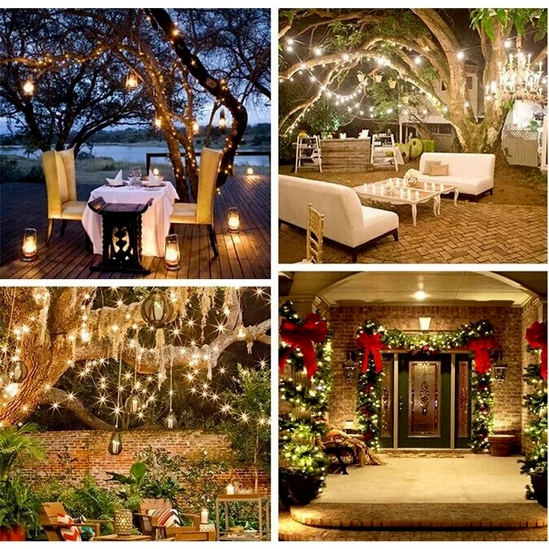 Гирлянда садовая на солнечной батарее водонепроницаемое садовое украшение для